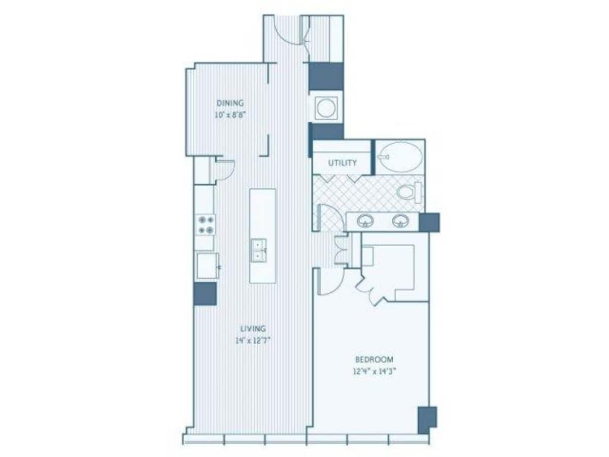 Floorplan diagram for A6B, showing 1 bedroom