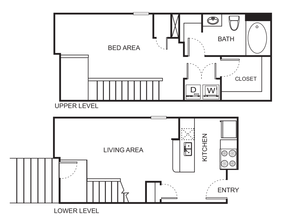 Floorplan diagram for A5-BC One Bedroom Townhome - Harmony, showing 1 bedroom