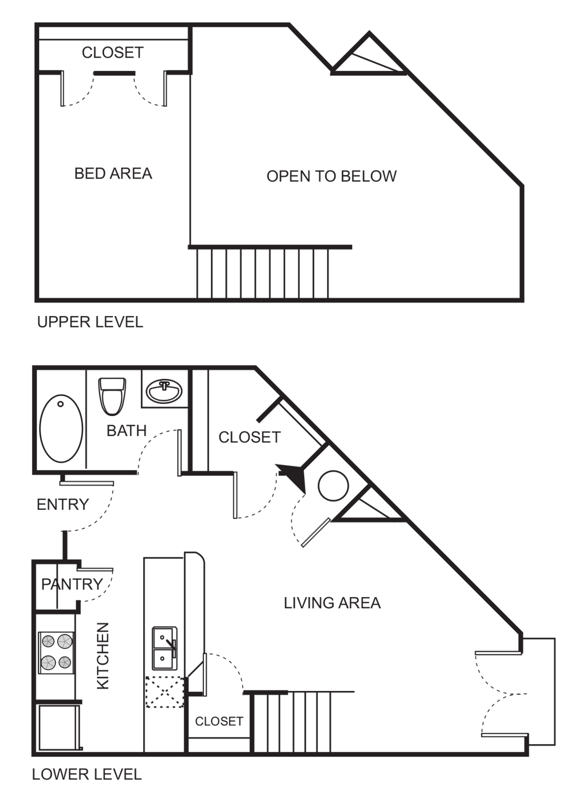 Floorplan diagram for E1-B Studio Loft, showing Studio
