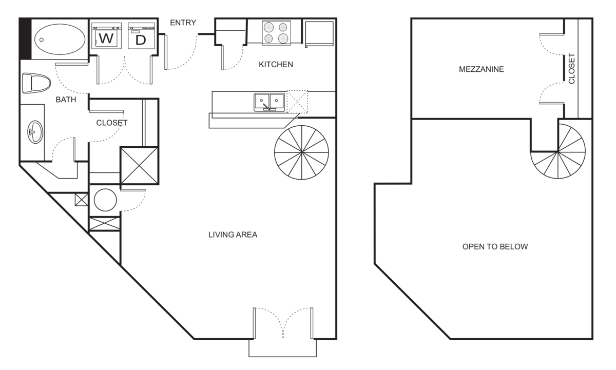 Floorplan diagram for E2-C Studio Loft, showing Studio