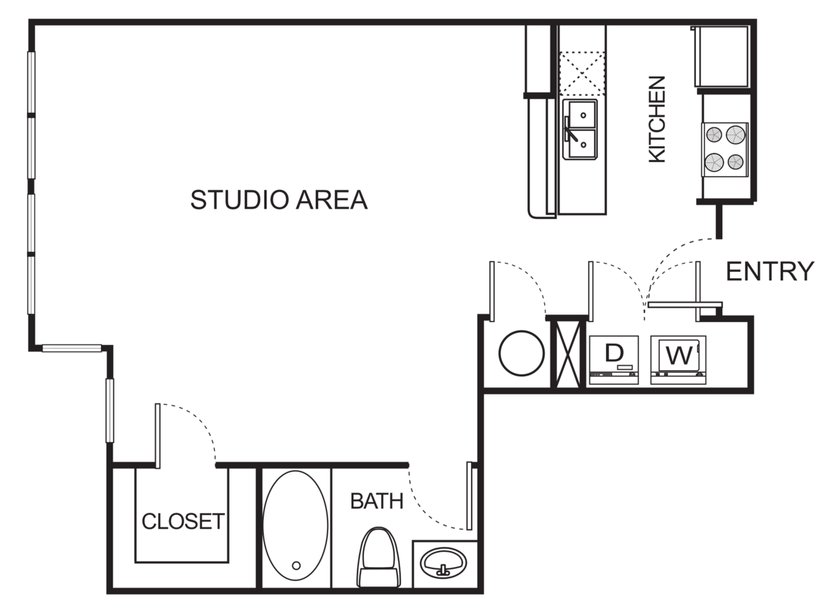 Floorplan diagram for E3 Studio, showing Studio