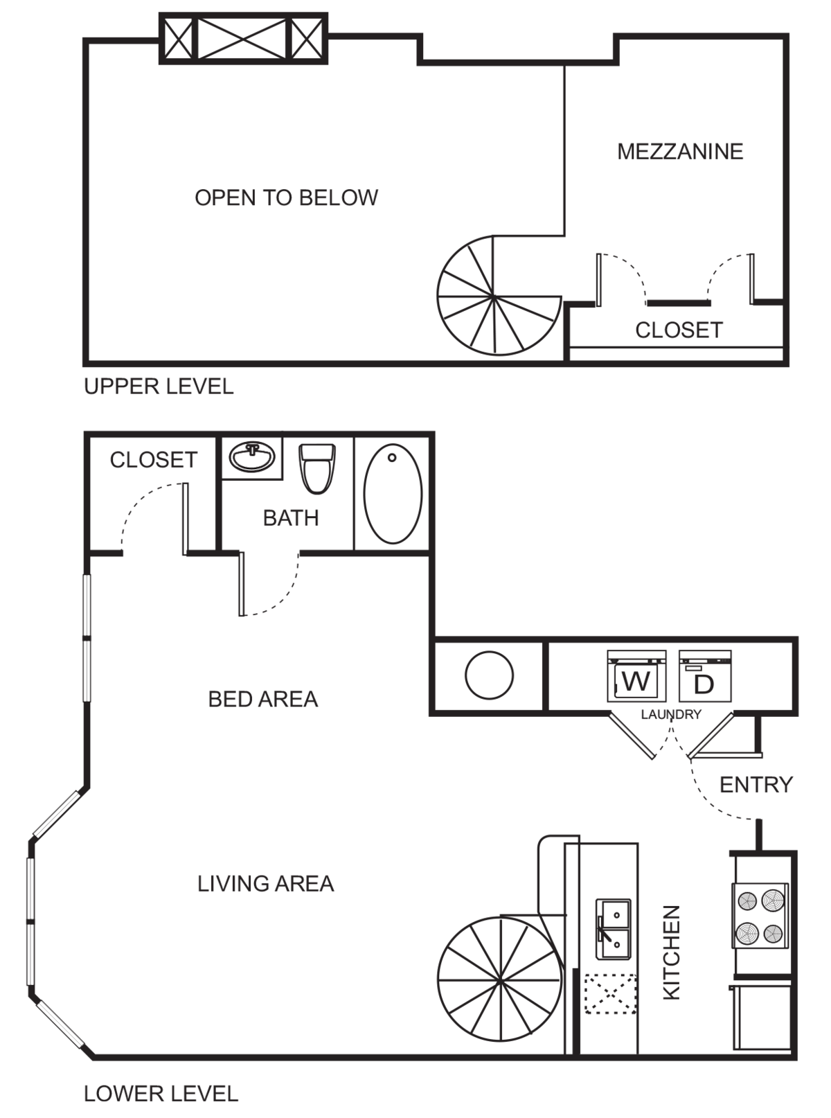 Floorplan diagram for E3-B Studio Loft, showing Studio