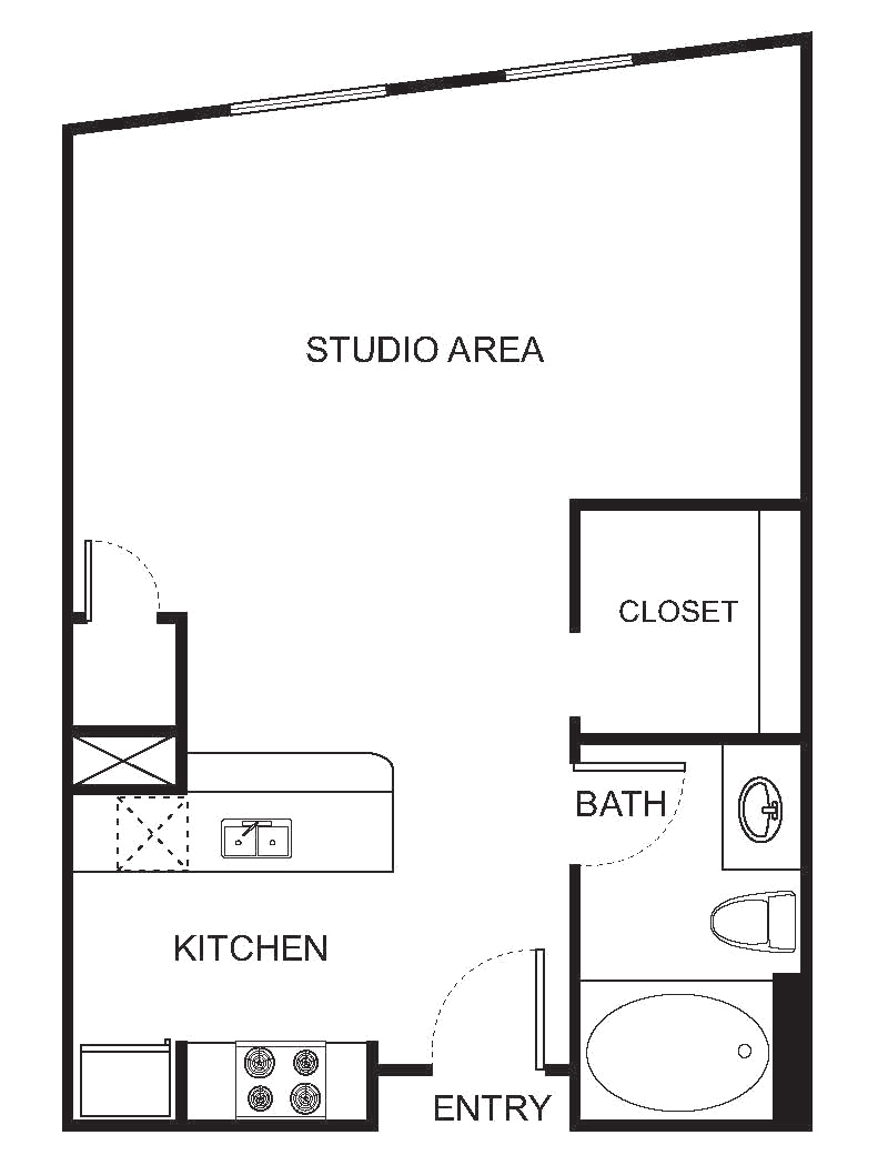 Floorplan diagram for OA Studio, showing Studio