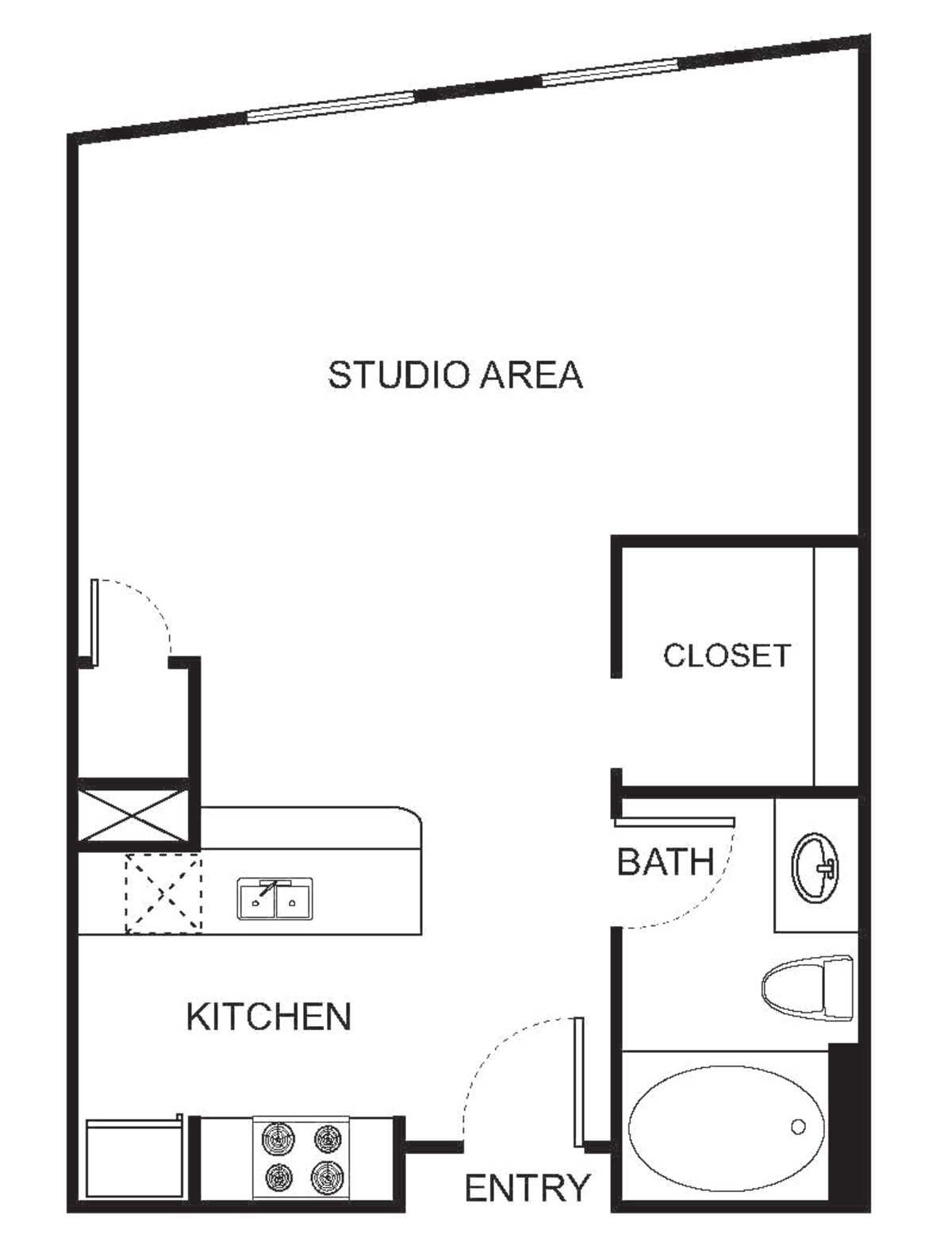 Floorplan diagram for OA Studio, showing Studio