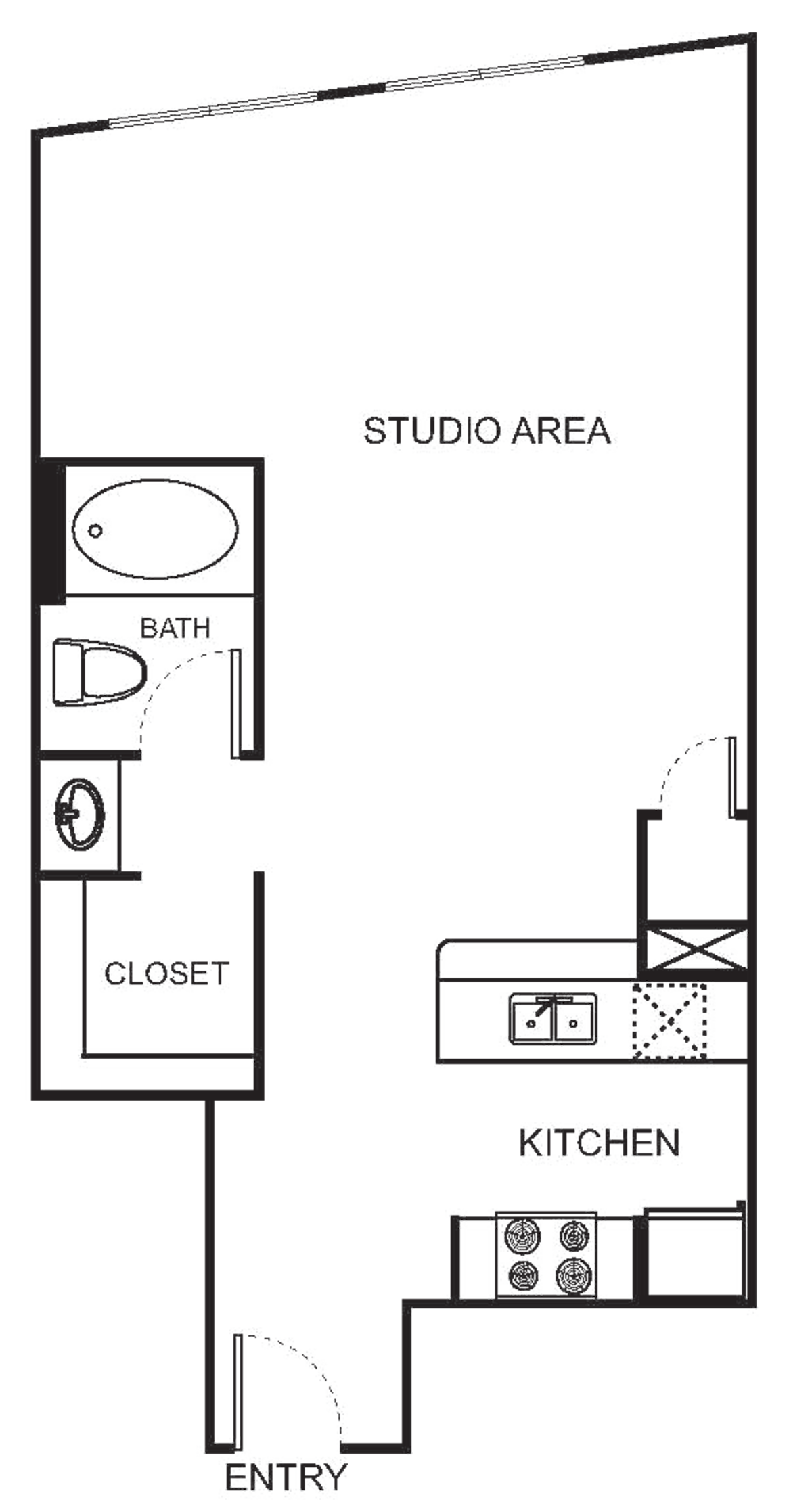 Floorplan diagram for OA-1 Studio, showing Studio