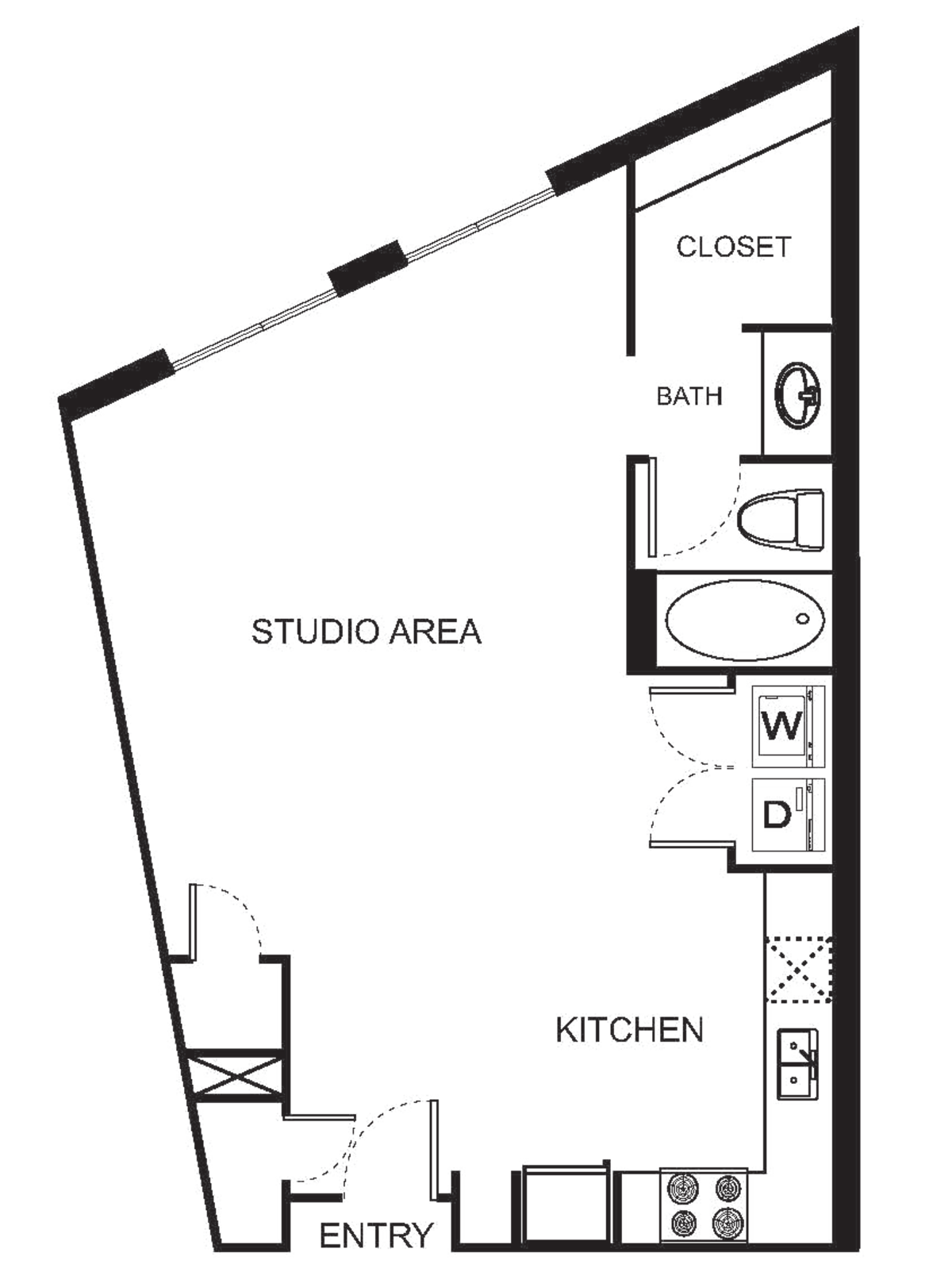 Floorplan diagram for OB Studio, showing Studio