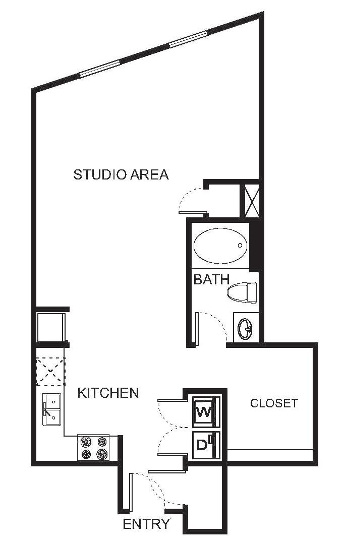 Floorplan diagram for OB-B Studio, showing Studio