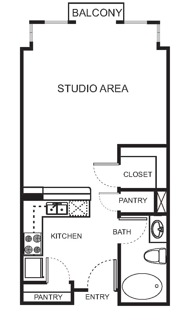 Floorplan diagram for S0 Studio, showing Studio
