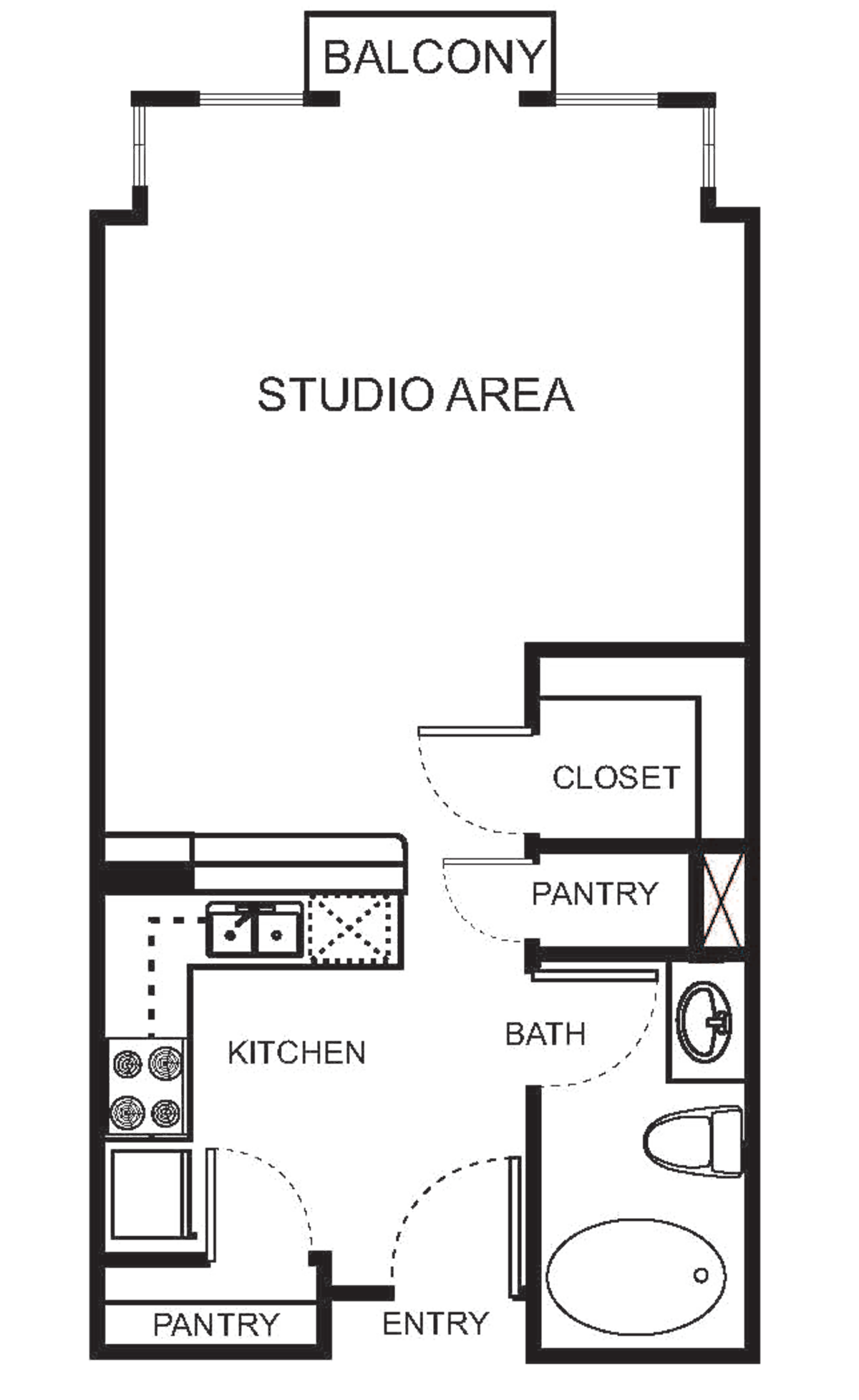 Floorplan diagram for S0 Studio, showing Studio