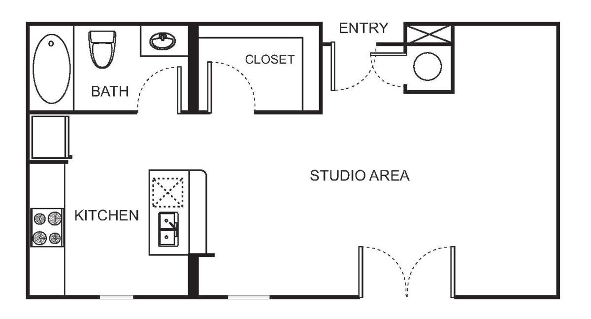 Floorplan diagram for S2 Studio, showing Studio