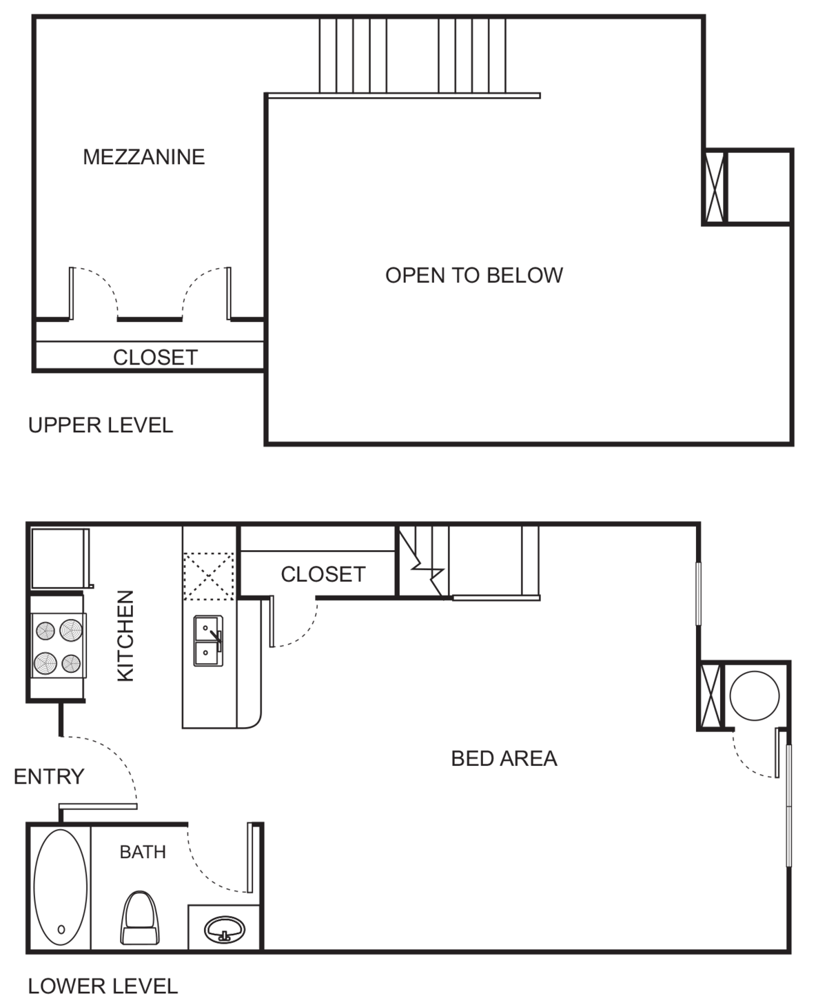 Floorplan diagram for S2-B Studio Loft, showing Studio