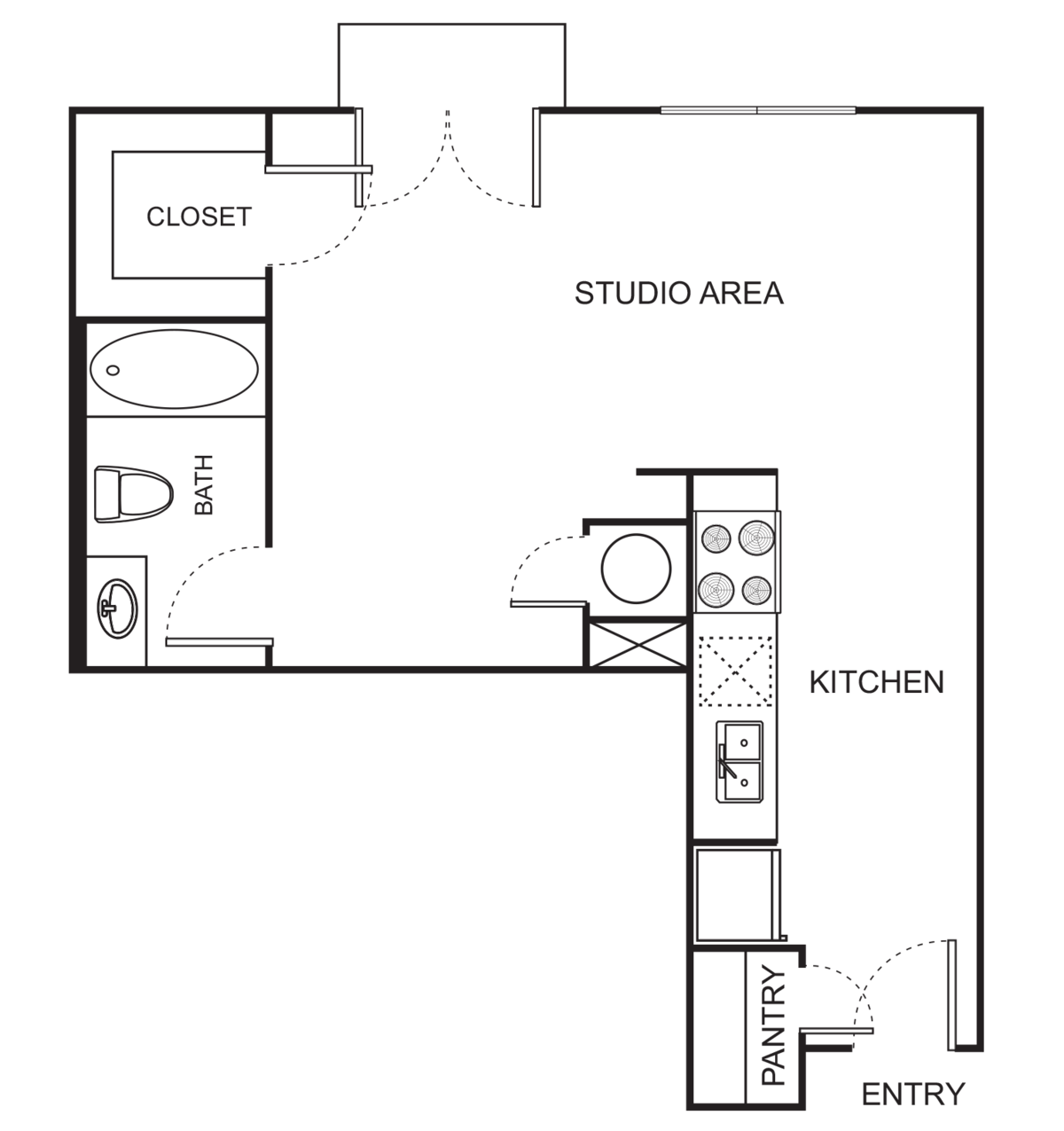 Floorplan diagram for S5 Studio - Harmony, showing Studio