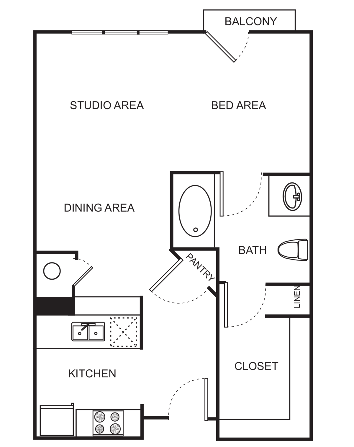 Floorplan diagram for S7 Studio Reimagined, showing Studio