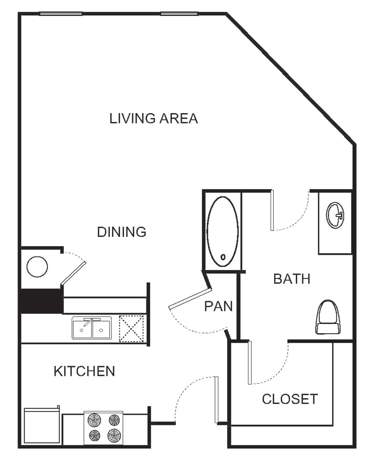 Floorplan diagram for S7-A Studio, showing Studio