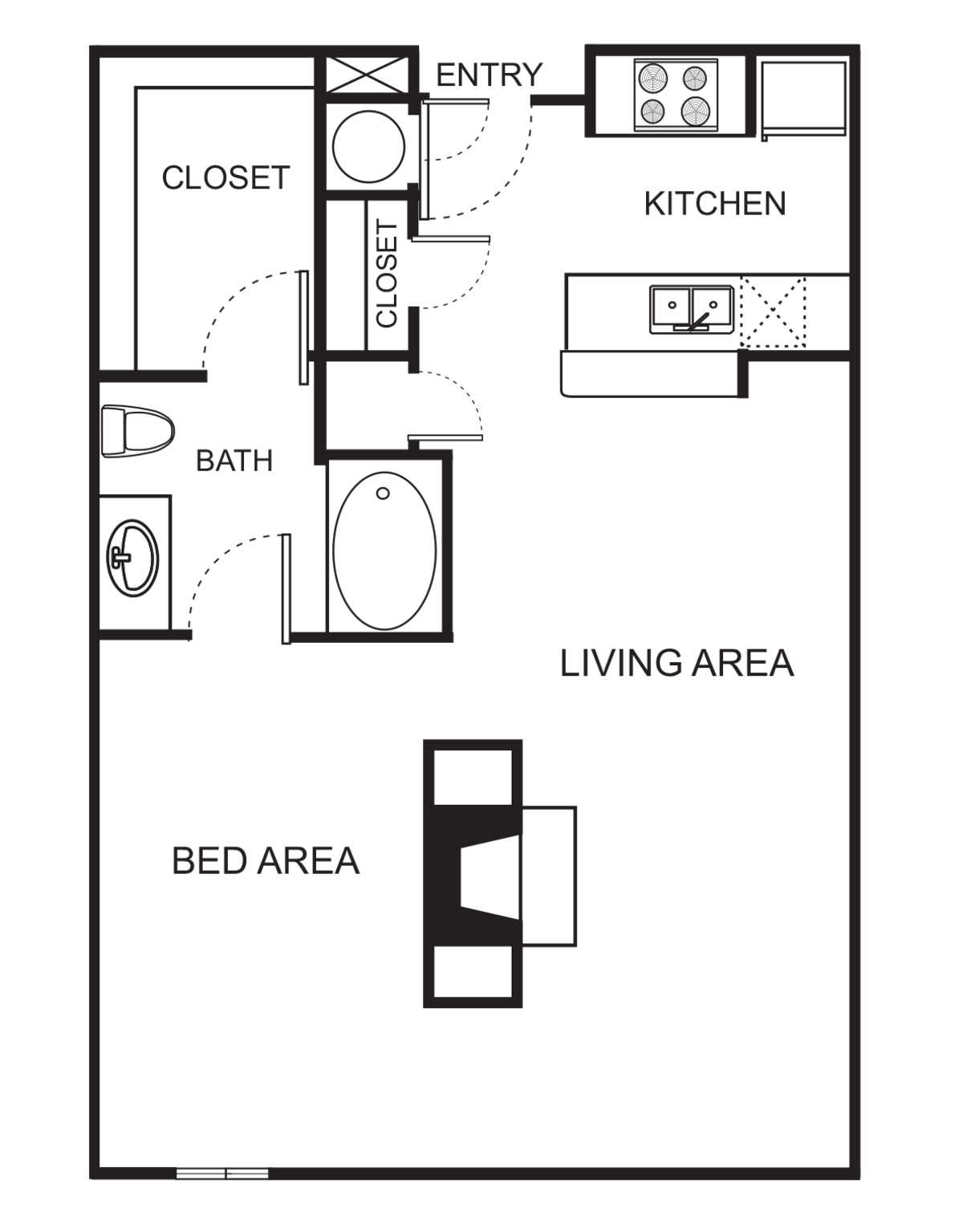 Floorplan diagram for S8 Studio - Harmony, showing Studio