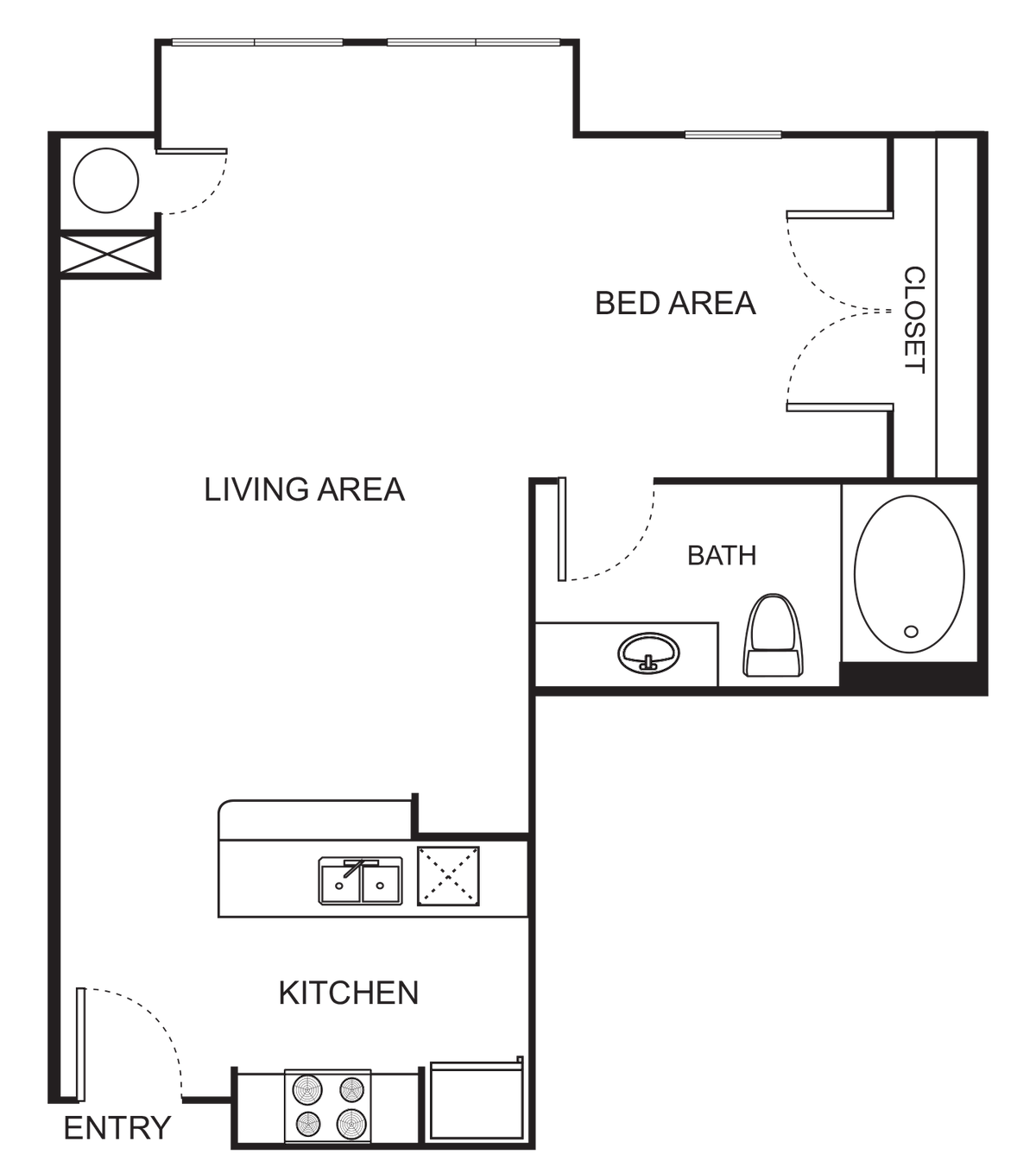 Floorplan diagram for S4 Studio - Harmony, showing Studio
