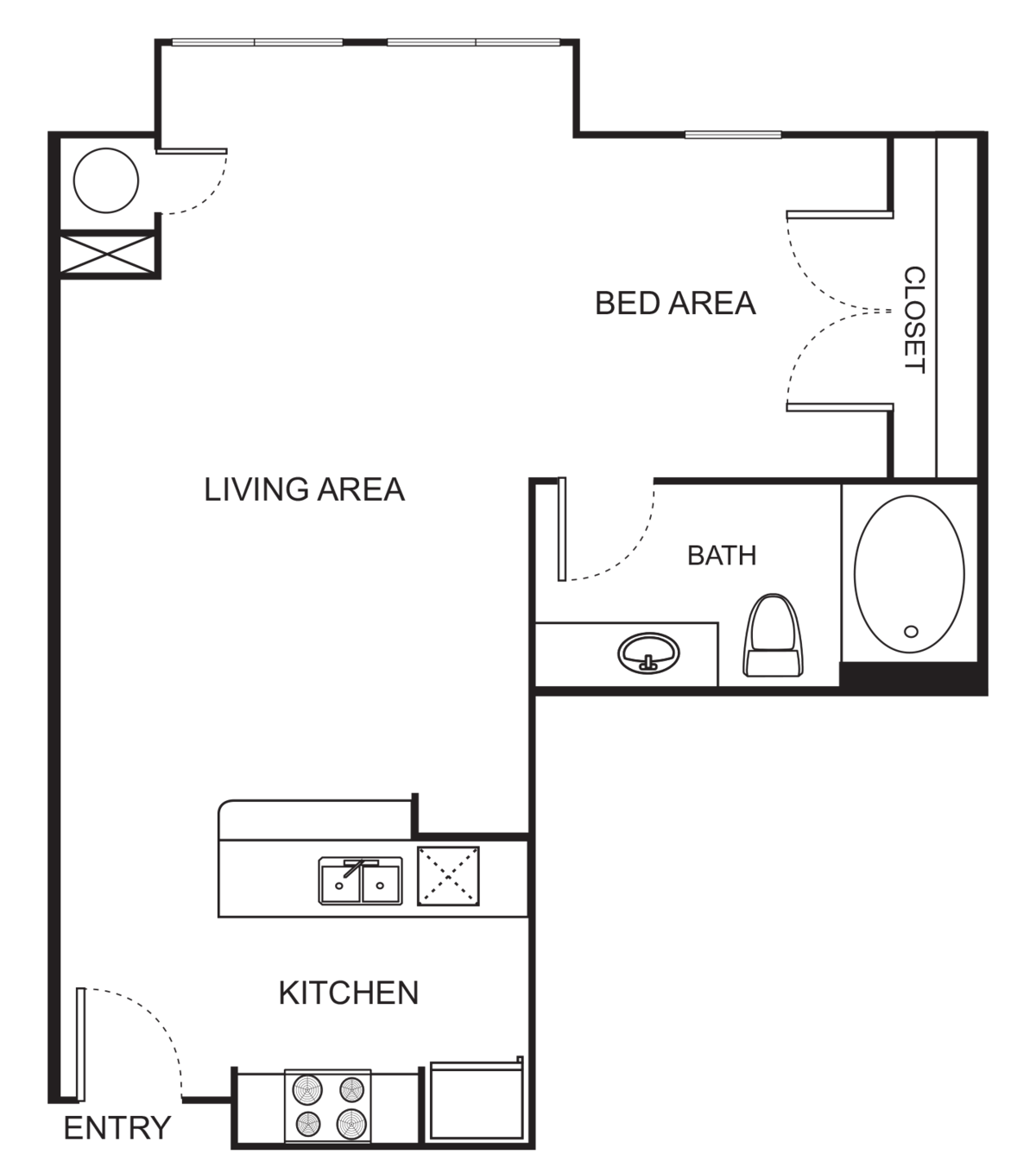 Floorplan diagram for S4 Studio - Harmony, showing Studio
