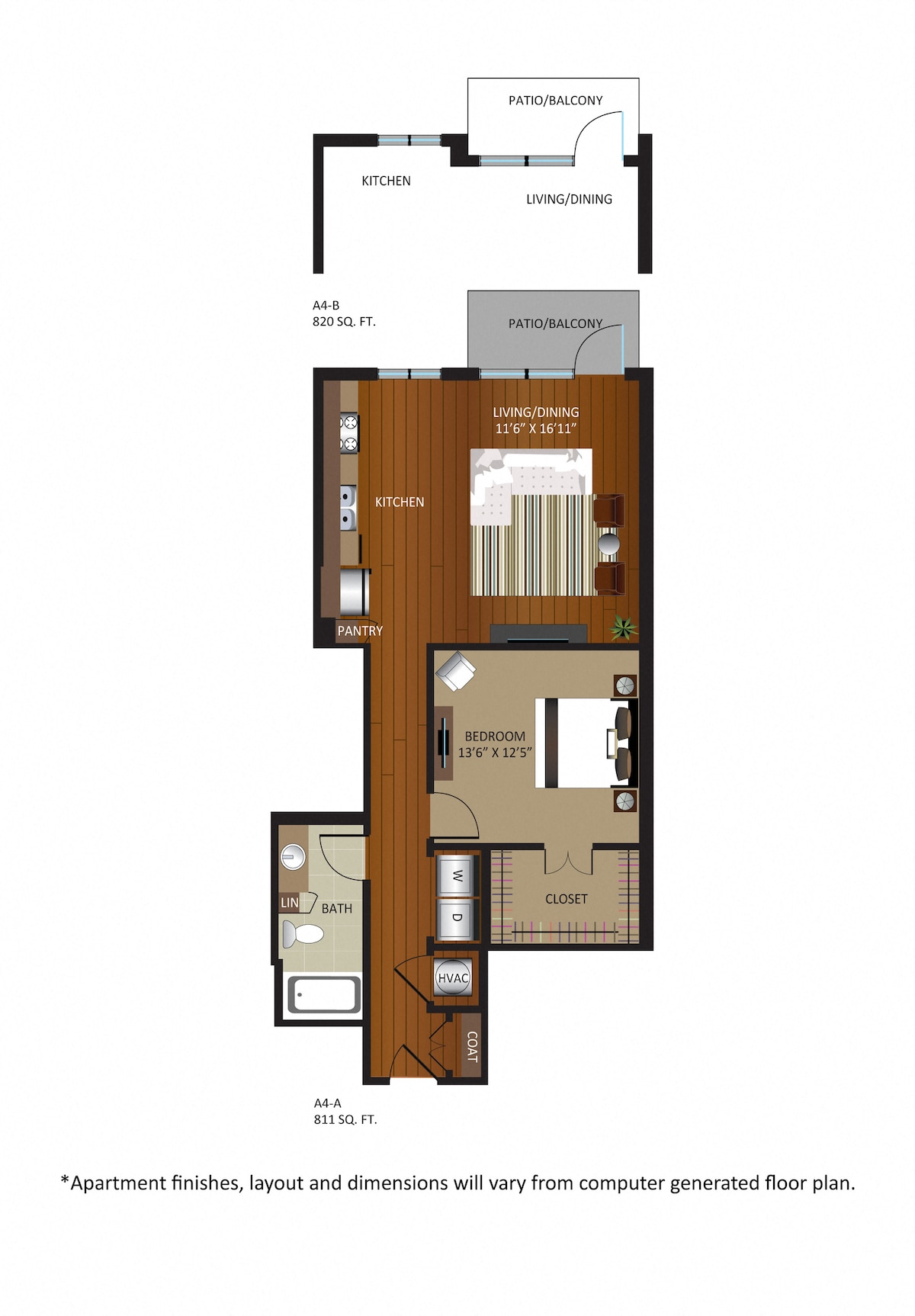 Floorplan diagram for A4-A, showing 1 bedroom