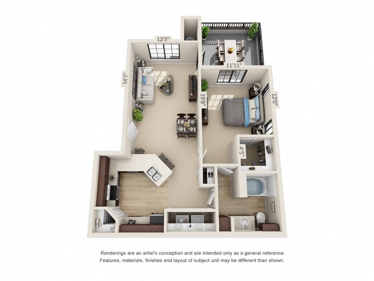 Floorplan diagram for A2, showing 1 bedroom