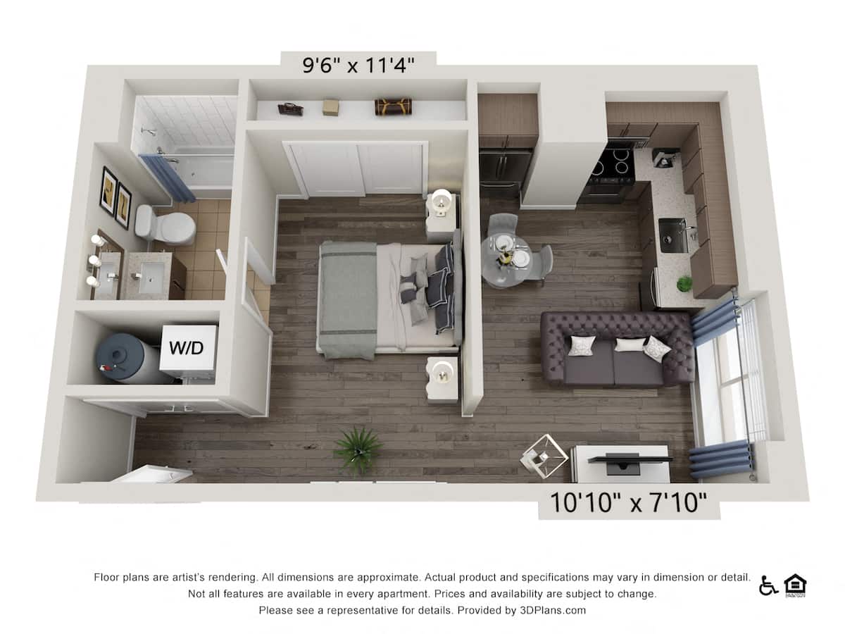 Floorplan diagram for Monte Cristo, showing Studio