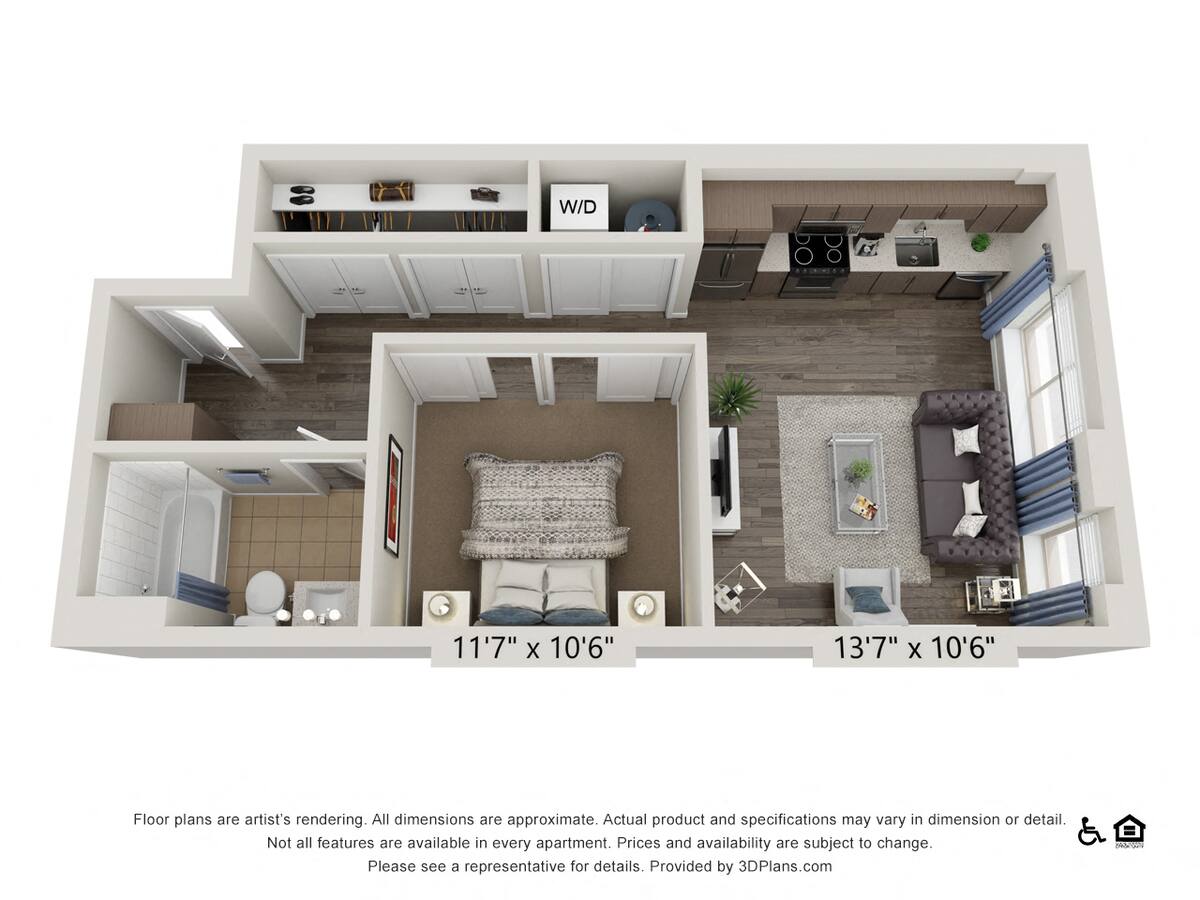 Floorplan diagram for Swan City, showing Studio