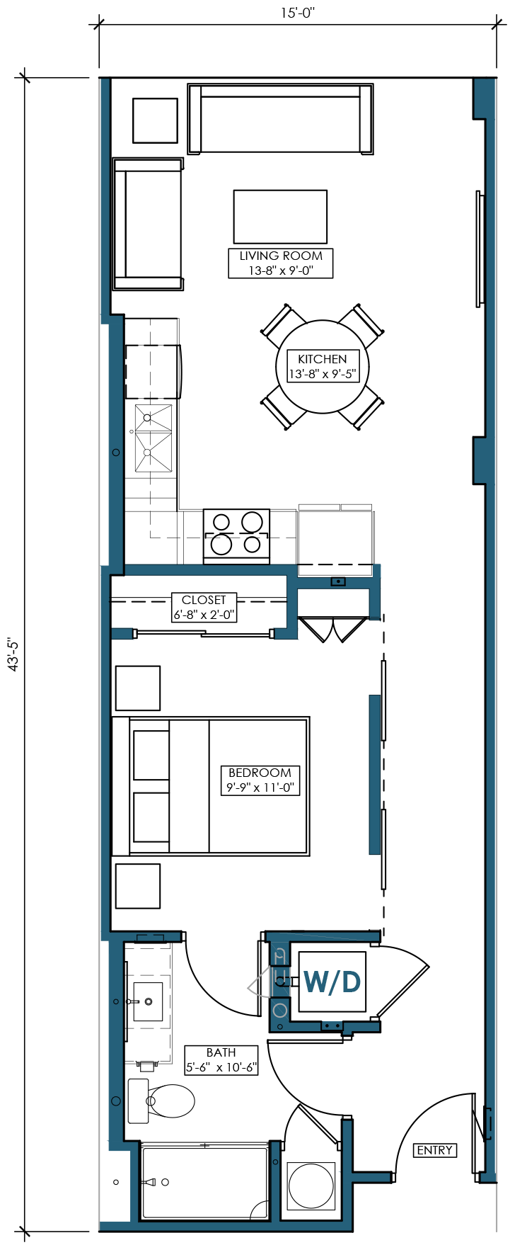 Floorplan diagram for A1, showing 1 bedroom