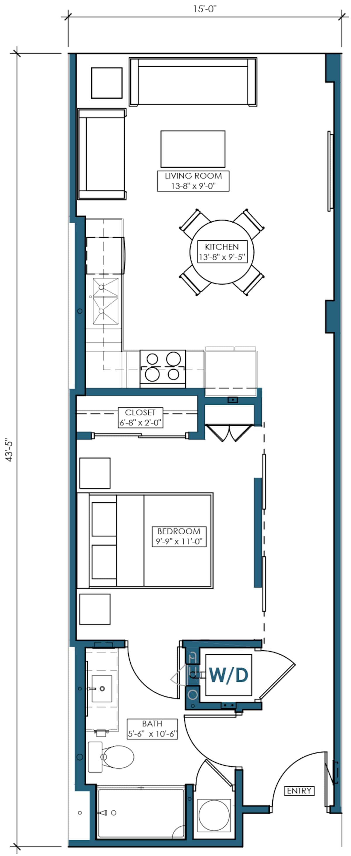 Floorplan diagram for A1, showing 1 bedroom