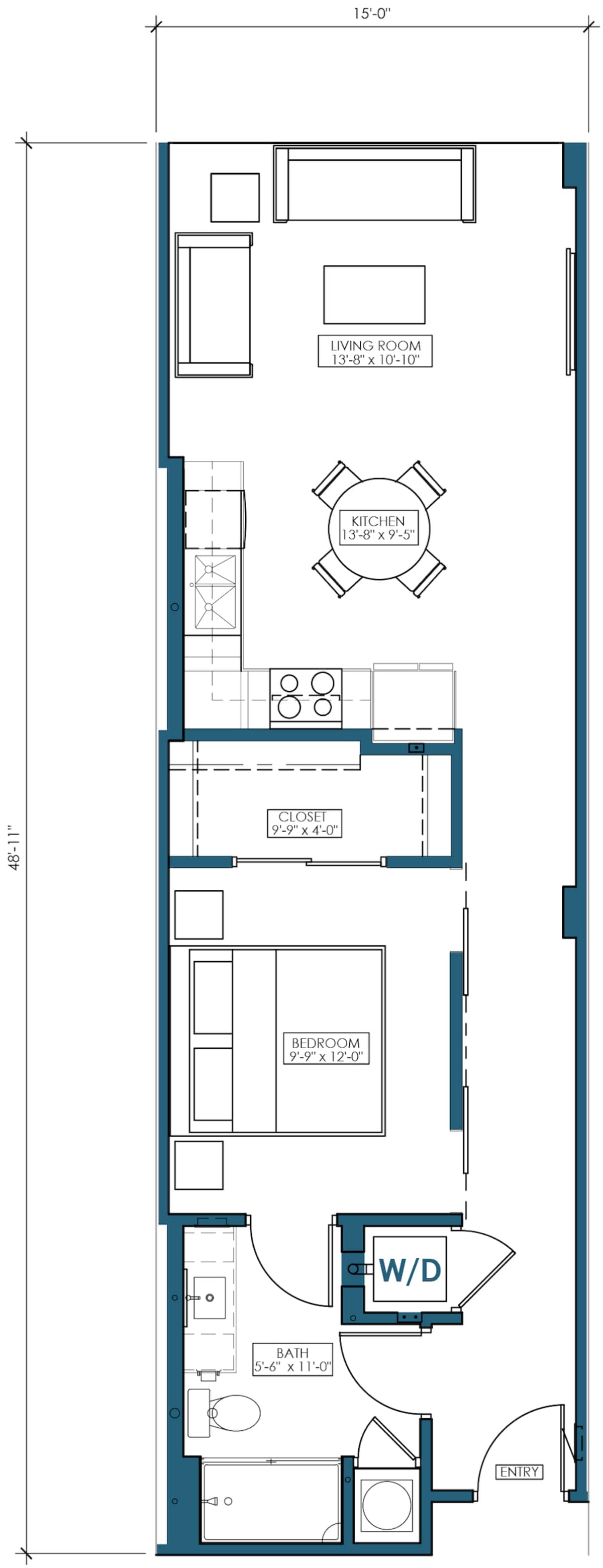 Floorplan diagram for A2, showing 1 bedroom