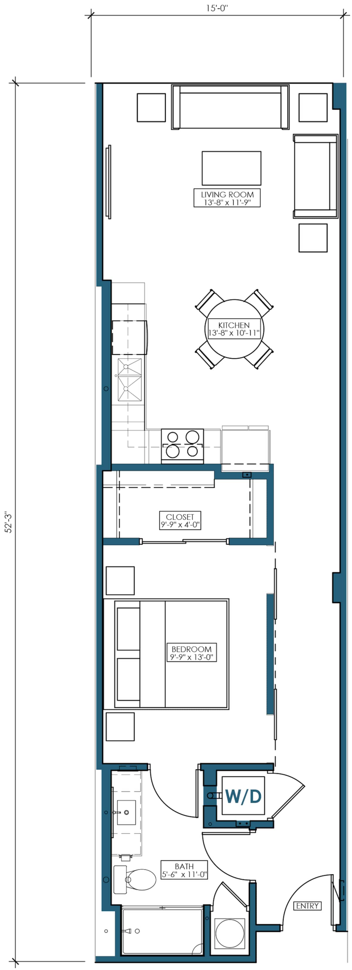 Floorplan diagram for A3, showing 1 bedroom
