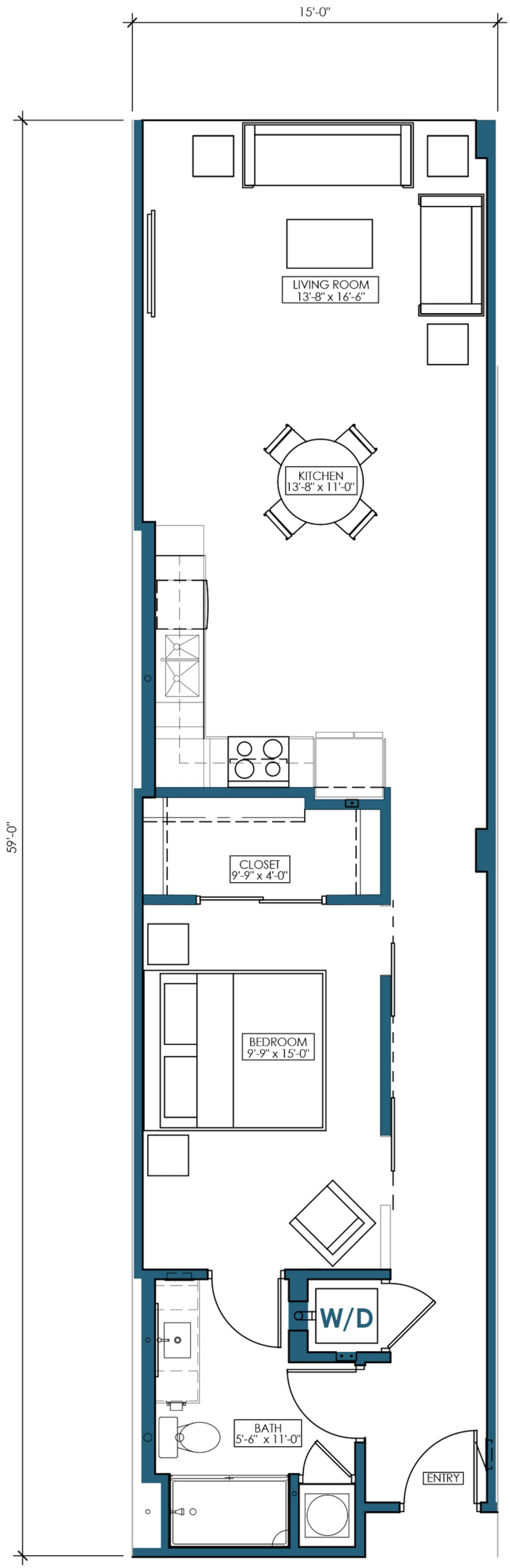 Floorplan diagram for A4, showing 1 bedroom