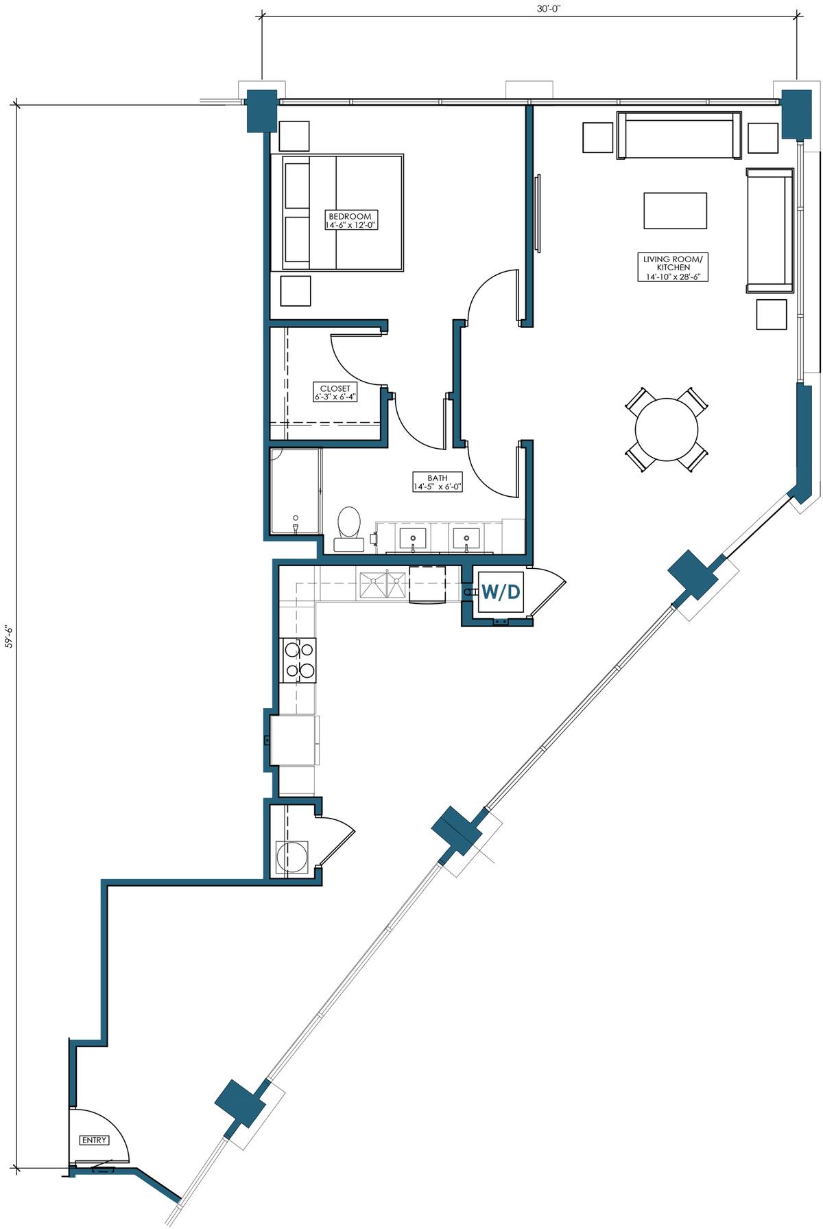 Floorplan diagram for A7, showing 1 bedroom