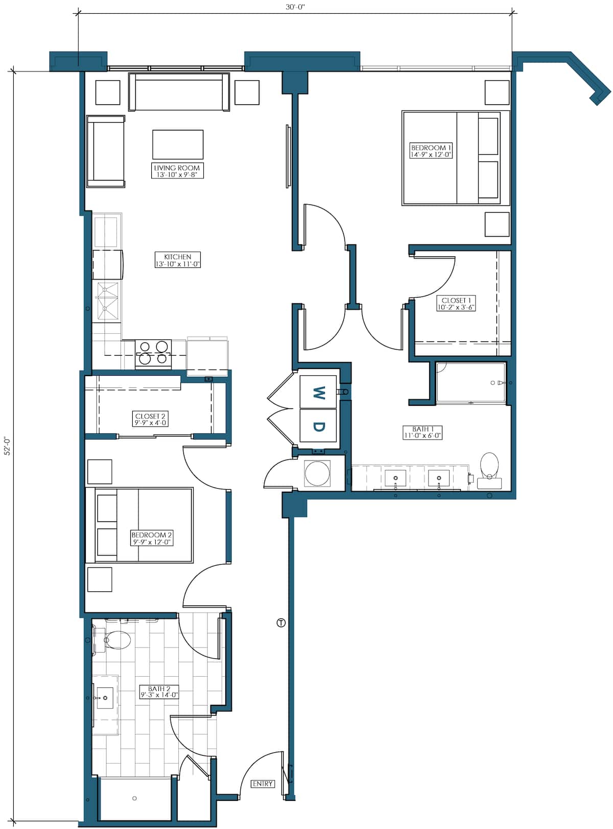 Floorplan diagram for B4, showing 2 bedroom