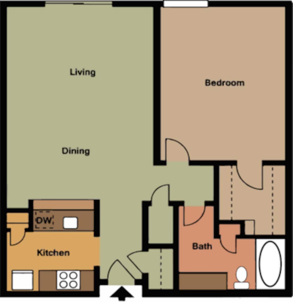 Floorplan diagram for A1, showing 1 bedroom
