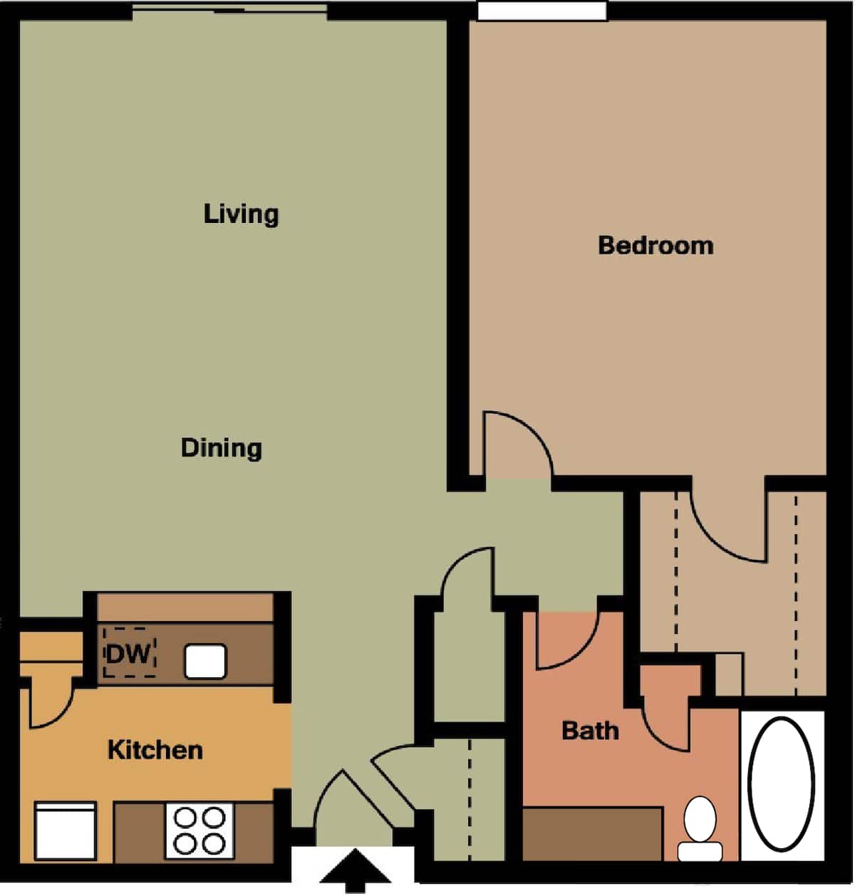 Floorplan diagram for A2, showing 1 bedroom