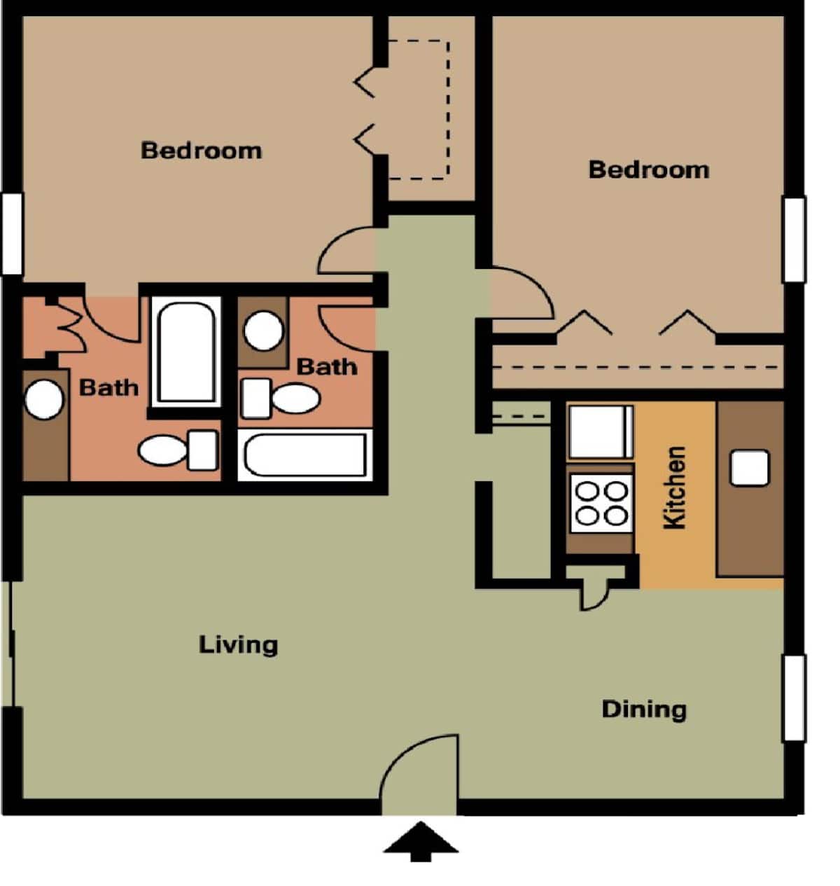 Floorplan diagram for B1, showing 2 bedroom
