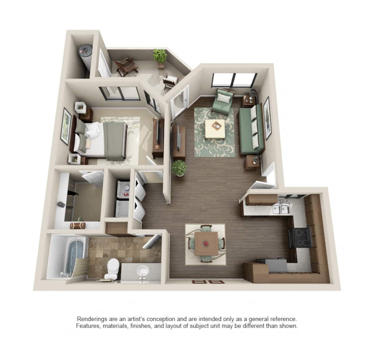 Floorplan diagram for A1, showing 1 bedroom