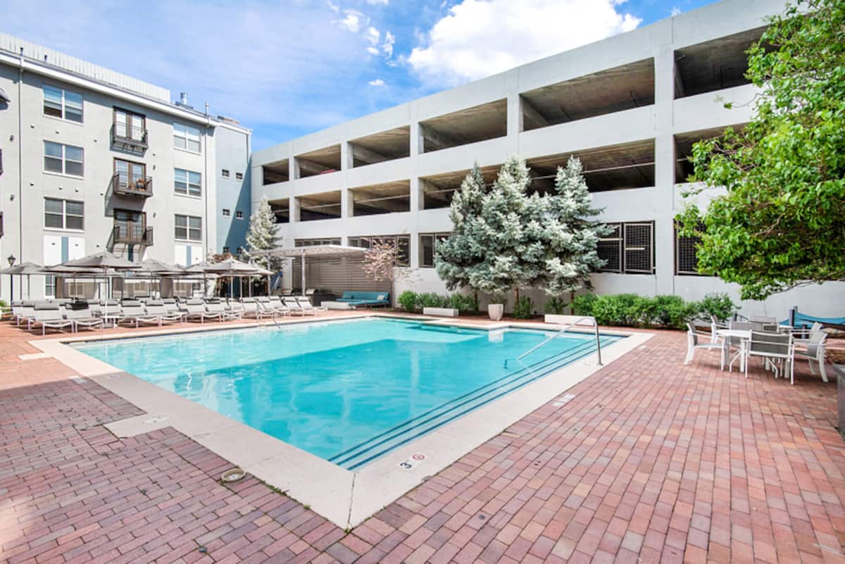 Exterior of Uptown Square Apartments, an Airbnb-friendly apartment in Denver, CO