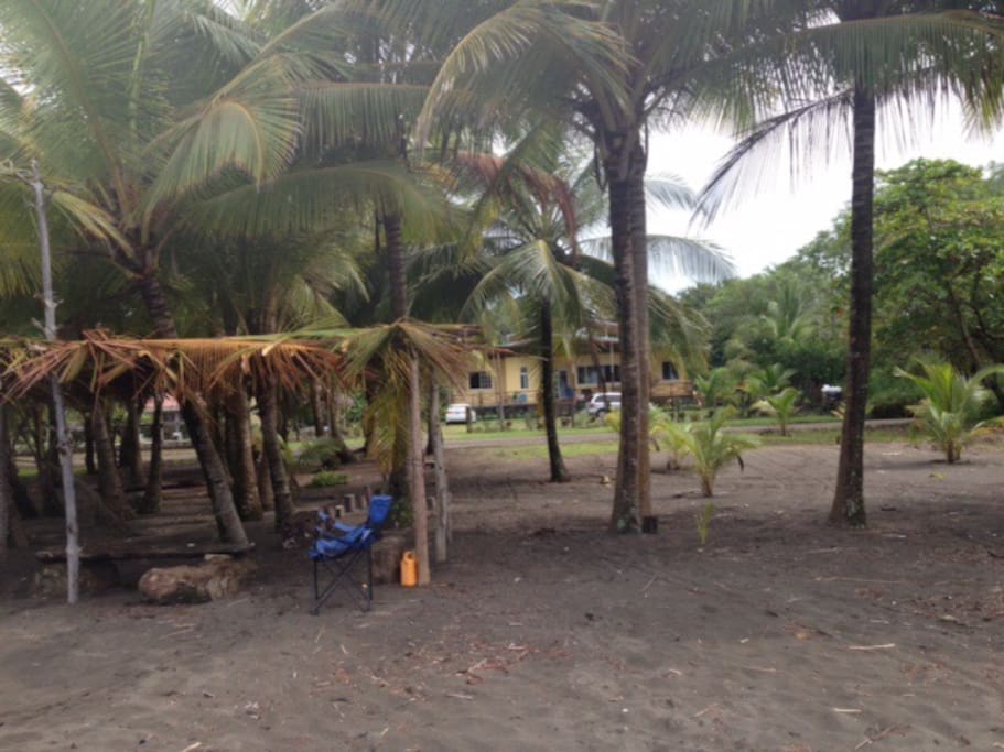 The house from the beach and tiki hut!