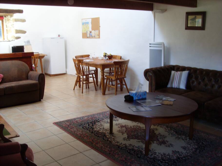 Living room, dining area.