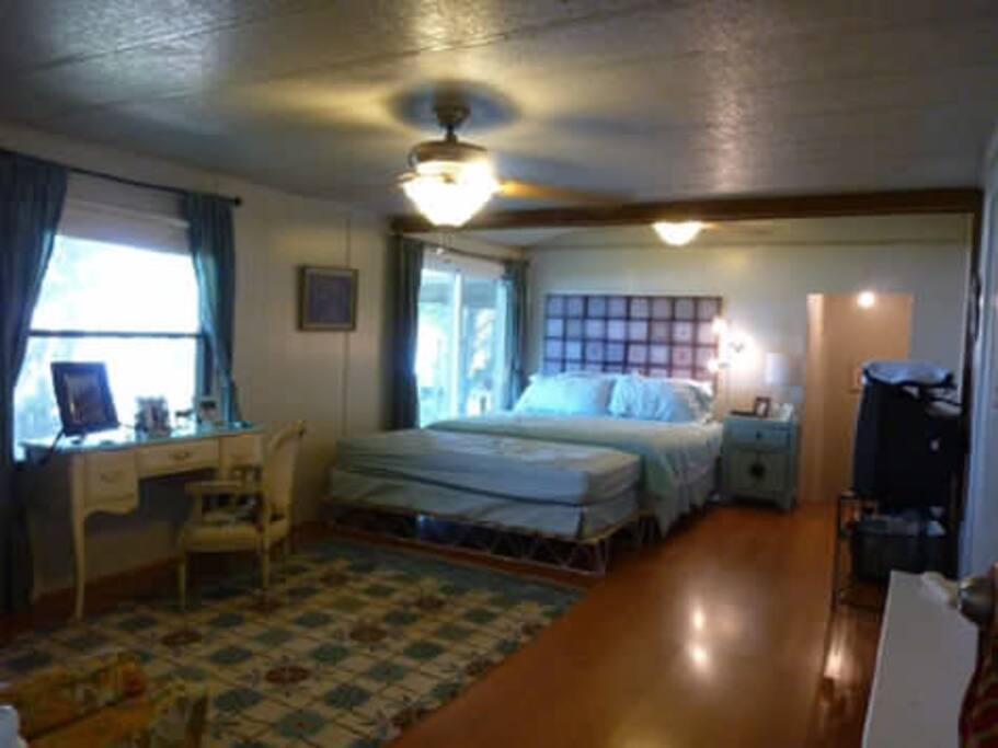Master bedroom has king, twin, and queen sleeper sofa