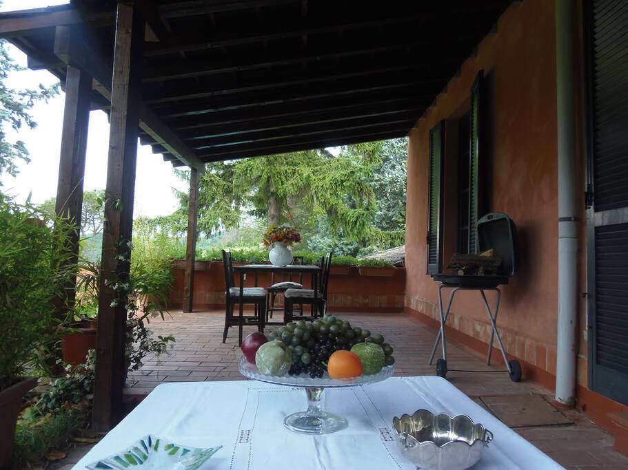 I tavoli ed il grill sotto il portico - The tables and the grill under the porch