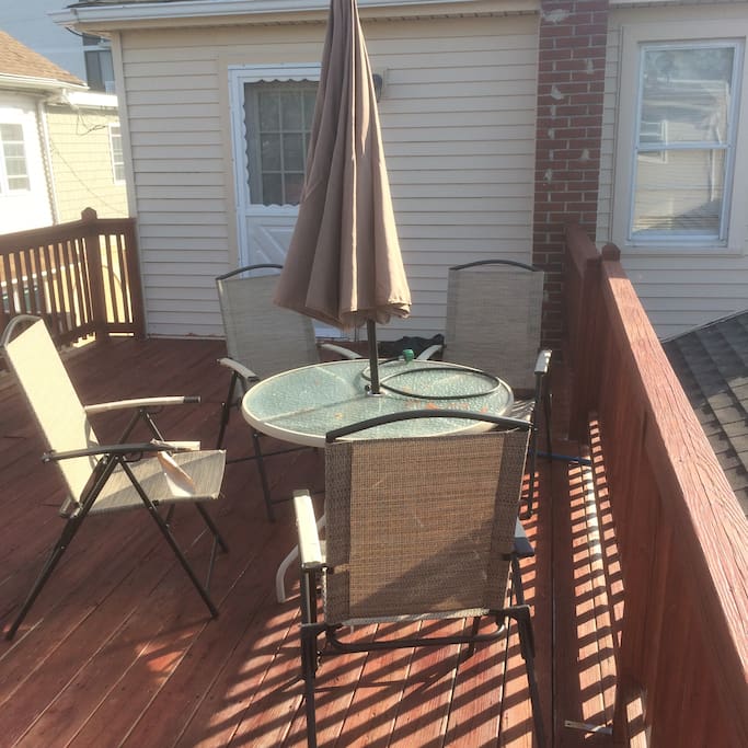 Nice large upstairs deck right from one bedroom