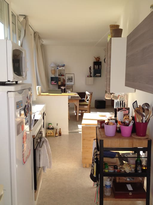 La cuisine donnant sur le salon