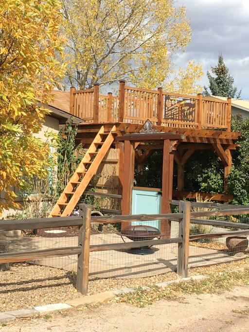 The elevated roof deck is perfect for a glass of wine and stargazing.