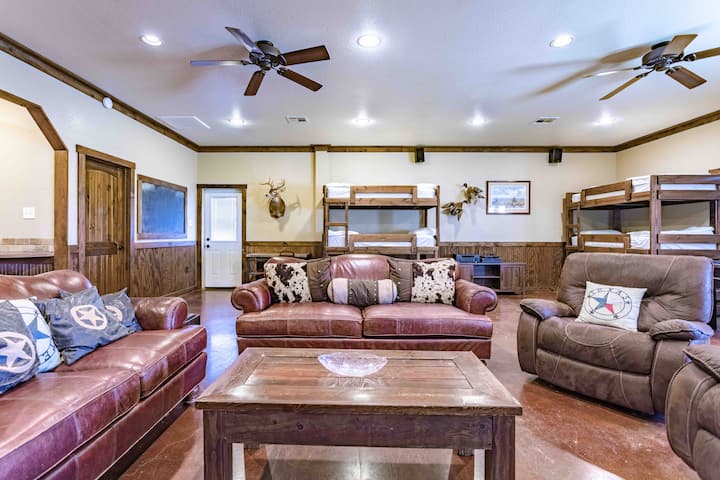 Beautiful Barn living room is a great place to hang out! 