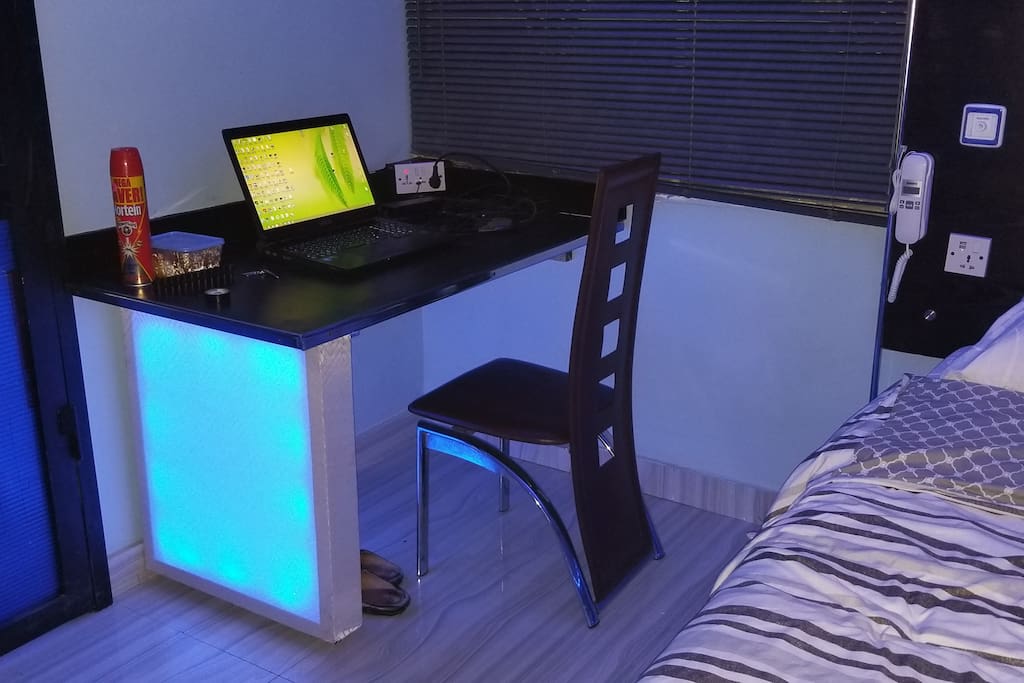 LED leg Desk/Workspace/ Dining table with 2 chairs
