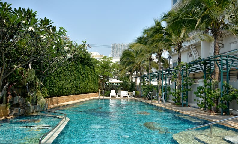 Stylish studio with balcony and views