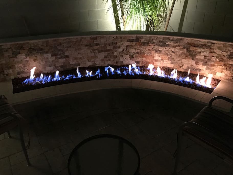 Peaceful gas lit fire pit