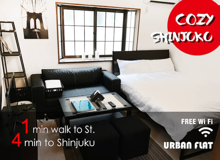 Cozy Shinjuku Urban Flat 201. 2mins walk to st.