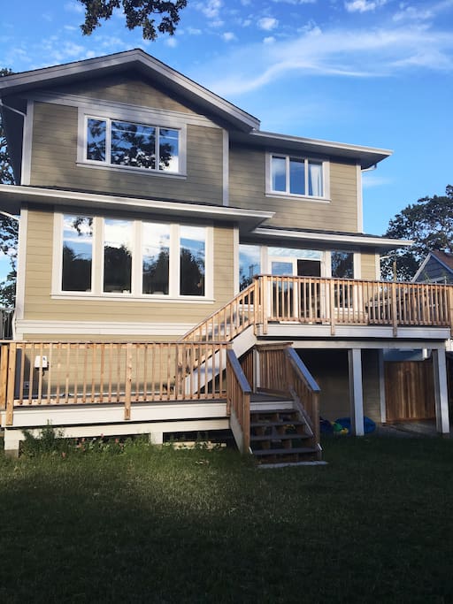 Two large decks with BBQ